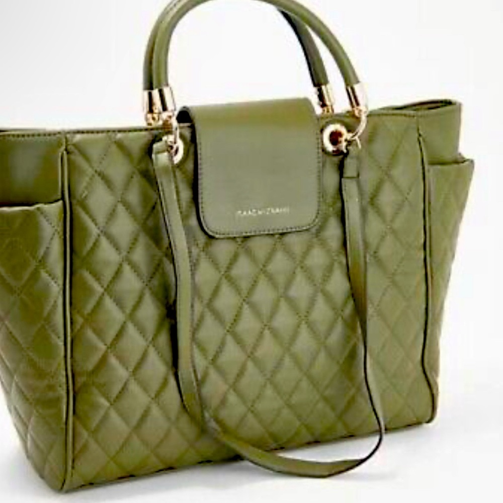 Olive Green Quilted Tote Bag